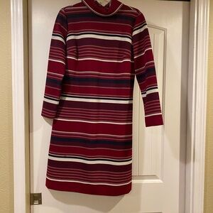 Chic Striped Long Sleeve Dress in Red and Blue